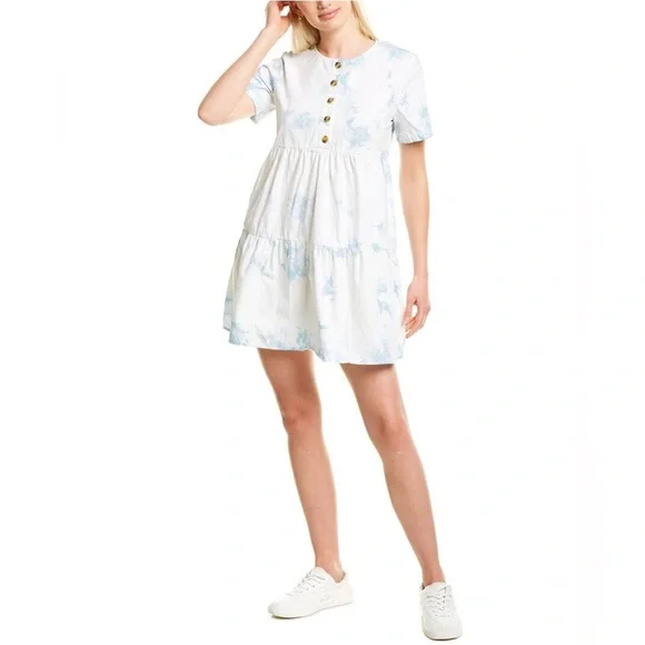 madewell short sleeve tiered mini dress Lightspun Popover Tiered Mini Dress
